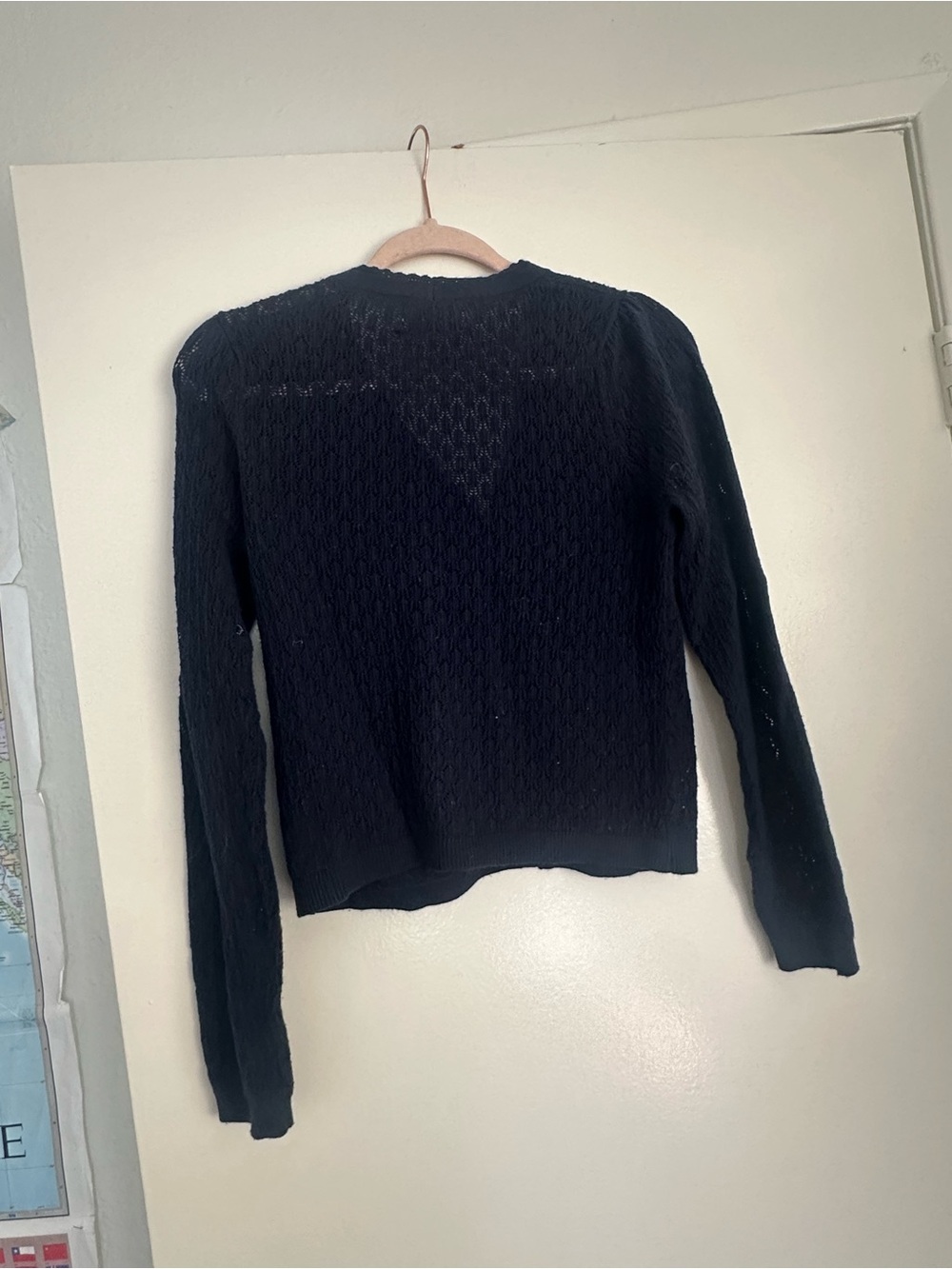 Old Navy Black Pointelle V-Neck Button-Up Cardigan - Picture 3 of 3